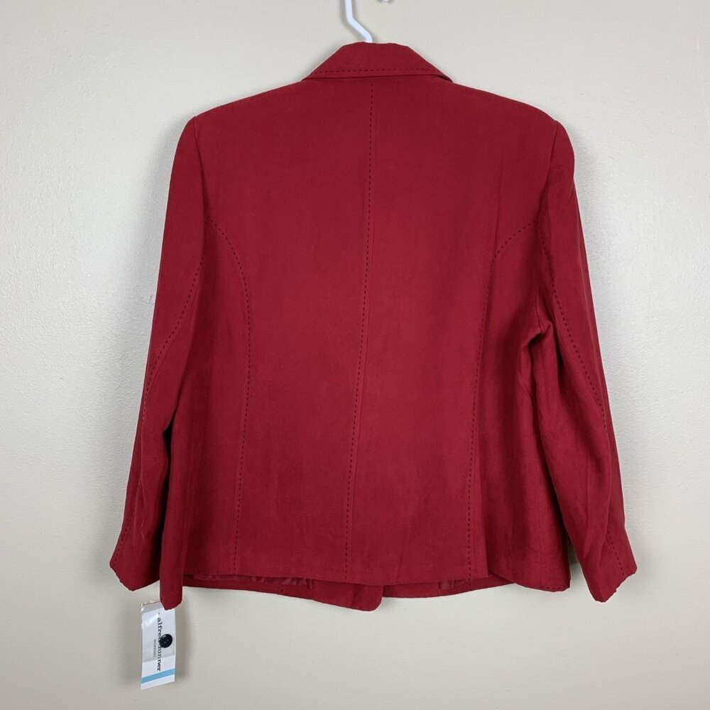 Alfred Dunner Womans 20W Jacket Blazer Faux Suede Red Button Pockets Lined - Picture 3 of 13